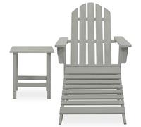 vidaXL Adirondack-Gartenstuhl mit Fußstütze & Tisch Tannenholz Grau