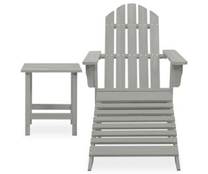 vidaXL Adirondack-Gartenstuhl mit Fußstütze & Tisch Tannenholz Grau