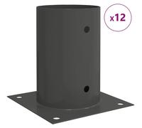 vidaXL Ancrage de sol rond, 12 pièces, anthracite, 15 x 15 x 15 cm, métal