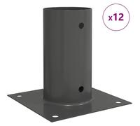 vidaXL Ancrage de sol rond, 12 pièces, anthracite, 15 x 15 x 15 cm, métal