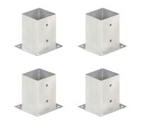 vidaXL Ancres de poteau 4 pièces métal galvanisé 101 mm Blanc G