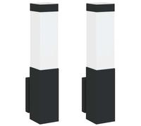 vidaXL Applique Murale Extérieure 2 pcs Noir 10.5 x 6 x 33 cm, Éclairage extérieur élégant, applique murale rectangulaire, lampe de jardin robuste, lumière moderne résistante aux intempéries