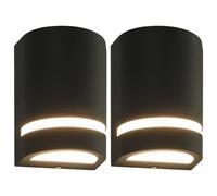 Vidaxl Appliques Murales D'extérieur 2 Pcs 35 W Noir Demi-Rond