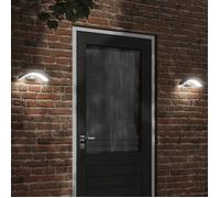 vidaXL Lampes murales d'extérieur LED avec capteur 2 pcs. noir fonte d'aluminium