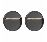 vidaXL 2X Appliques Murales LED d'Extérieur Lampe Eclairage Mural Luminaire Couloir Chambre Allée Jardin Balcon Escalier Maison Noir Rond