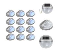 vidaXL Appliques solaires d'extérieur LED 12 pcs. Rond Argenté - Éclairage extérieur