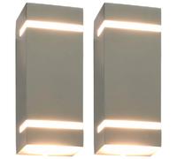 vidaXL Appliques murales d'extérieur 2 pcs 35 W Argenté Rectangulaire G