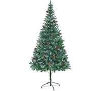 vidaXL Arbre de Noël artificiel avec pommes de pin 210 cm