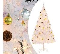vidaXL Arbre de Noël artificiel pré-éclairé avec boules blanc 210 cm