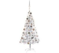 vidaXL Arbre de Noël artificiel pré-éclairé/boules argenté 120 cm PET Argent G
