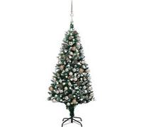 vidaXL Arbre de Noël Artificiel Pré-éclairé/Boules Pommes de Pin, Sapin de Noël avec LED, Décoration de Vacances, Ornement de Fête Intérieur Extérieur, 180cm Vert G