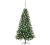 vidaXL Arbre de Noël Artificiel Pré-éclairé et Boules, Sapin de Noël avec LED, Décoration de Vacances, Ornement de Fête Intérieur Extérieur, 150 cm Vert Vert G