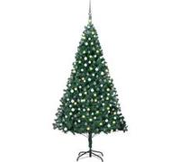 vidaXL Arbre de Noël Artificiel Pré-éclairé et Boules, Sapin de Noël avec LED, Décoration de Vacances, Ornement de Fête Intérieur Extérieur, Vert 240 cm Vert G