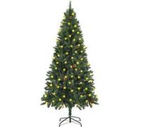 vidaXL Arbre de Noël Artificiel Pré-éclairé Pommes de Pin, Sapin de Noël avec LED, Décoration de Vacances, Ornement de Fête Intérieur Extérieur, Vert 180 cm Vert