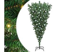 vidaXL Arbre de Noël artificiel renversé avec set de boules vert 210 cm PVC