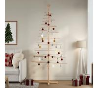 VidaXL Arbre de Noël en Bois Massif de Pin pour Décoration - 210 cm, Sapin de Noël