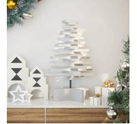 vidaXL Arbre de Noël en bois pour décoration 60 cm – Blanc – Pin massif