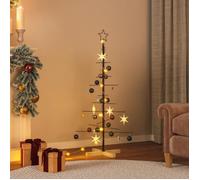 vidaXL Arbre de Noël en métal avec base en bois, noir 120 cm