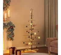vidaXL Arbre de Noël en métal avec base en bois noir 150 cm 359604 Noir G