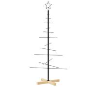 vidaXL Arbre de Noël en métal avec base en bois noir 120 cm 359603 Noir