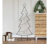 vidaXL Arbre de Noël en métal avec Support Noir 125 cm Acier, Arbre de Noël en métal Minimaliste, déco Salon, Centre de Table Moderne, élément Festif, Affichage intérieur