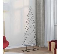 vidaXL Arbre de Noël en métal avec support Noir 150 cm Acier, Arbre de Noël en métal minimaliste, déco contemporaine 42019189 Noir