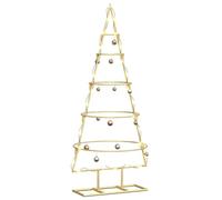 vidaXL Arbre de Noël en métal Doré 90 cm Acier Peint par Poudre, Arbre de Noël Moderne, déco Minimalist, Ornement saisonnier, Sculpture Chic pour Les fêtes