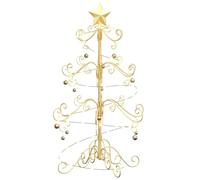 vidaXL Arbre de Noël en métal Doré 90 cm Acier Peint par Poudre, Décor de Salon, Sapin de Noël Traditionnel, pièce maîtresse des fêtes, Design élégant, déco d'intérieur
