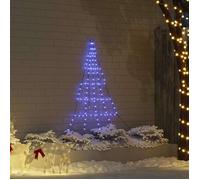 vidaXL Arbre de Noël LED avec piquets au sol Bleu 182 cm Métal 42018740