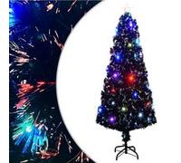 vidaXL Arbre de Noël Pré-éclairé avec Support, Sapin de Noël avec LED, Décoration de Vacances, Ornement de Fête Intérieur Extérieur, 240 cm Fibre Optique vert G
