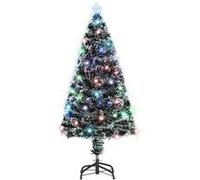 vidaXL Arbre de Noël Pré-éclairé avec Support, Sapin de Noël avec LED, Décoration de Vacances, Ornement de Fête Intérieur Extérieur, 120 cm Fibre Optique Vert G