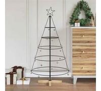 vidaXL Arbre en cône de Noël avec support Noir 125 cm Acier