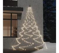 vidaXL Arbre Mural avec Crochet Métallique Guirlande Murale LED Lumière de Décoration de Noël 260 LED Blanc Chaud 3 m Intérieur/Extérieur Blanc Chaud G