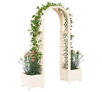 vidaXL Arc à Roses avec Jardinière Blanc 168,5 x 43 x 207 cm PP, Arche à Roses résistante aux intempéries, Support Moderne pour Plantes grimpantes, déco pour Jardin et terrasse