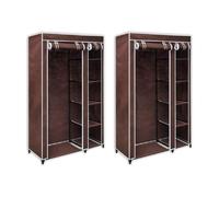 vidaXL Garde-robe en tissu 2 pcs Marron Brun G