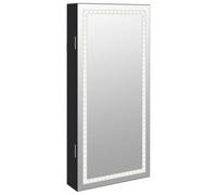 vidaXL Armoire à bijoux mural avec miroir et éclairage LED Noir