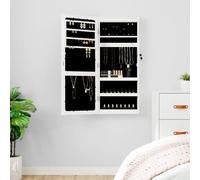 vidaXL Armoire à bijoux avec miroir LED - Blanc