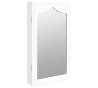 vidaXL Armoire à Bijoux avec Miroir Murale Blanc 37,5x10x67 cm, Armoire à Bijoux, Organisateur de Bijoux, Armoire à Bijoux avec Miroir