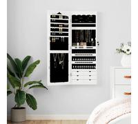 vidaXL Armoire à bijoux avec miroir murale blanc 37,5x10x106 cm, armoire à bijoux, organisateur de bijoux, armoire à bijoux avec miroir