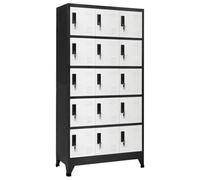 vidaXL Armoire à Casiers Classeur Meuble de Rangement d'Equipements de Sport Produits de Nettoyage Bureau Anthracite et Blanc 90x40x180 cm Acier