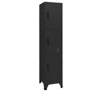 vidaXL Armoire à Casiers Classeur Meuble de Rangement d'Equipements de Sport Produits de Nettoyage Intérieur Bureau Noir 38x45x180 cm Acier