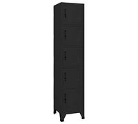 vidaXL Armoire à Casiers Classeur Meuble de Rangement d'Equipements de Sport Produits de Nettoyage Intérieur Bureau Noir 38x40x180 cm Acier