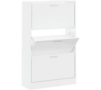 vidaXL Armoire à chaussure Blanc brillant 63x24x103 cm Bois ingénierie Blanc G