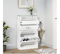 vidaXL Armoire à chaussure Blanc brillant 63x24x104 cm Bois ingénierie 342566