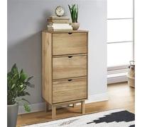 vidaXL Armoire à Chaussures avec 3 Tiroirs Armoire de Rangement Organisateur Meuble de Rangement Maison Intérieur Marron Bois de Pin Massif Marron