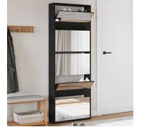 vidaXL Armoire à chaussures 3228280 avec miroir 5 niveaux 63x17x169,5 cm Noir