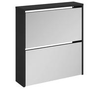 vidaXL Armoire à Chaussures avec Miroir à 2 Niveaux Range-Chaussures Armoire de Rangement Meuble à Chaussures Entrée Couloir Noir 63x17x67 cm