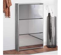 vidaXL Armoire à chaussures miroir 3 niveaux Sonoma gris 63x17x102,5cm