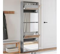 vidaXL Armoire à Chaussures Miroir 4 Niveaux, Étagère à Chaussures avec Rangement, Meuble à Chaussures Salon, Moderne, 3228284 Gris G