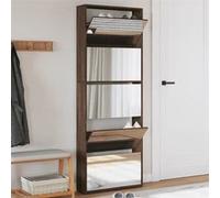 vidaXL Armoire à Chaussures Miroir 4 Niveaux, Étagère à Chaussures avec Rangement, Meuble à Chaussures Salon, Moderne, Chêne 3228285
